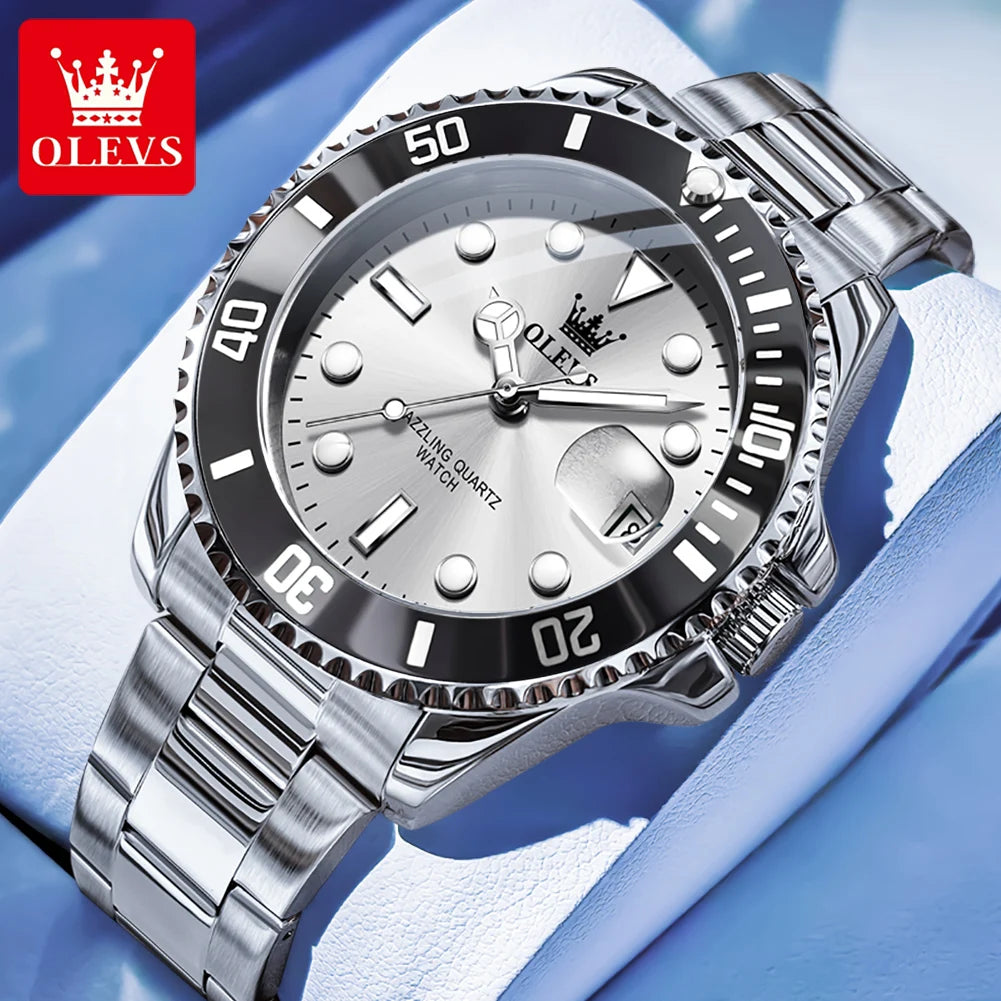OLEVS Watches 5885 Mens Watch Original High Quality Quartz Watch Waterproof Luminous Calendar Watches For Men Box Gifts Reloj