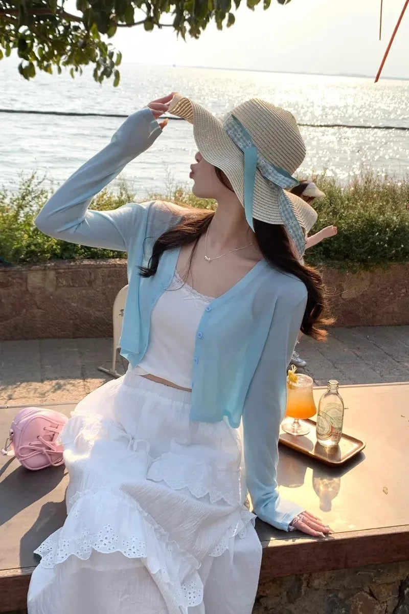 V-Neck Long-Sleeve Knit Cardigan