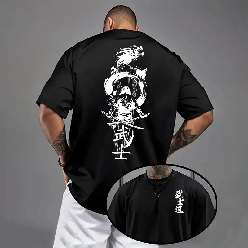 Japan Bushido Print T-shirt for Man 2026 Spring Summer Daily Casual Fashion Short Sleeve Top Male Home Outdoor Comfort Cool Tees
