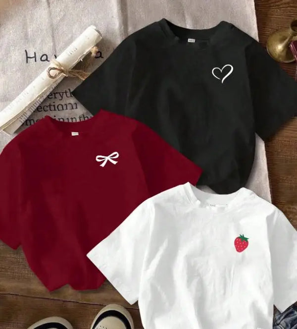 Strawberry Bow Cropped T-Shirt Set