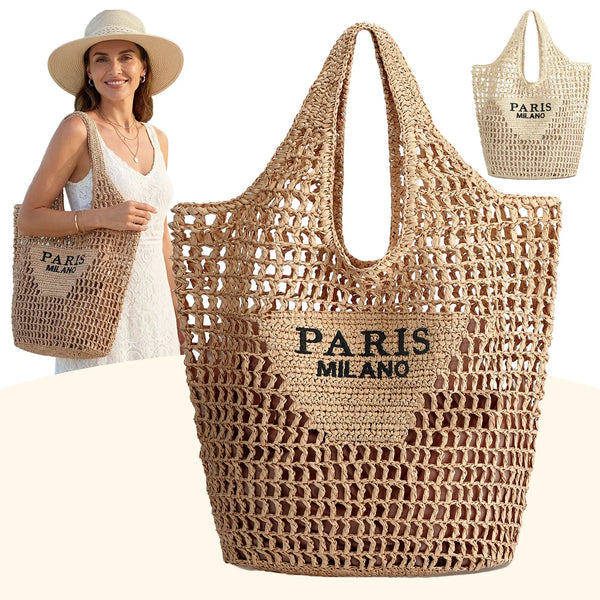 Woven Straw Beach Tote — view 1