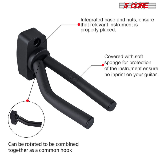 5 Core Padded Guitar Wall Hangers — Set of 2