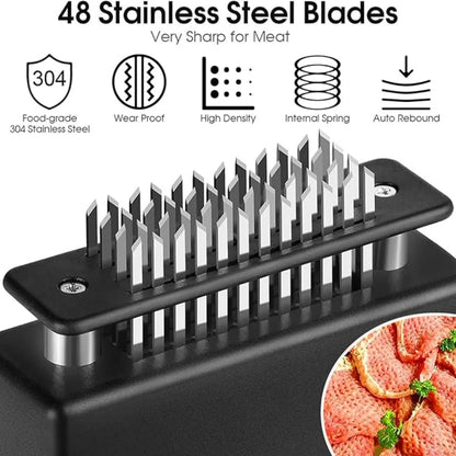 Heavy Duty Meat Tenderizer Tool with 48 Stainless Steel Ultra-Sharp Blades Compact Cooking Tool Handheld Kitchen Item