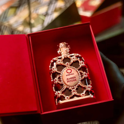 Orientica Luxury Collection Amber Rouge Eau De Parfum 2.7oz / 80ml – Woody, Amber, Saffron, Praline, Jasmine, Orange, Oak Moss, Seaweed – Arabic Perfume for Men & Women. A Perfect Holiday Gift.