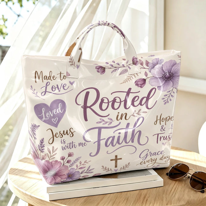 Purple Floral Faith Tote Bag — view 1