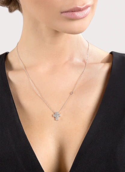 ANDYWEN 925 Sterling Silve Big Double Cross Pendant Long Chain Neckalce 2021 Korea Women High Quality D Twist Chain Jewelry Gift