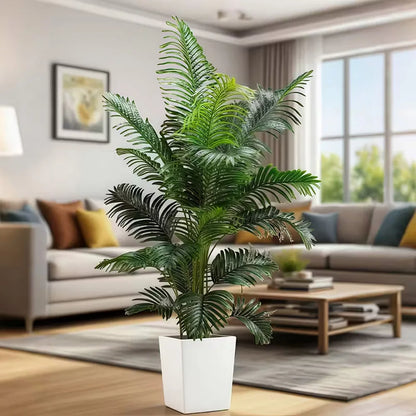 35-inch artificial giant palm tree plant; 2 pieces lifelike green leaves; no maintenance required; indoor and outdoor decoration