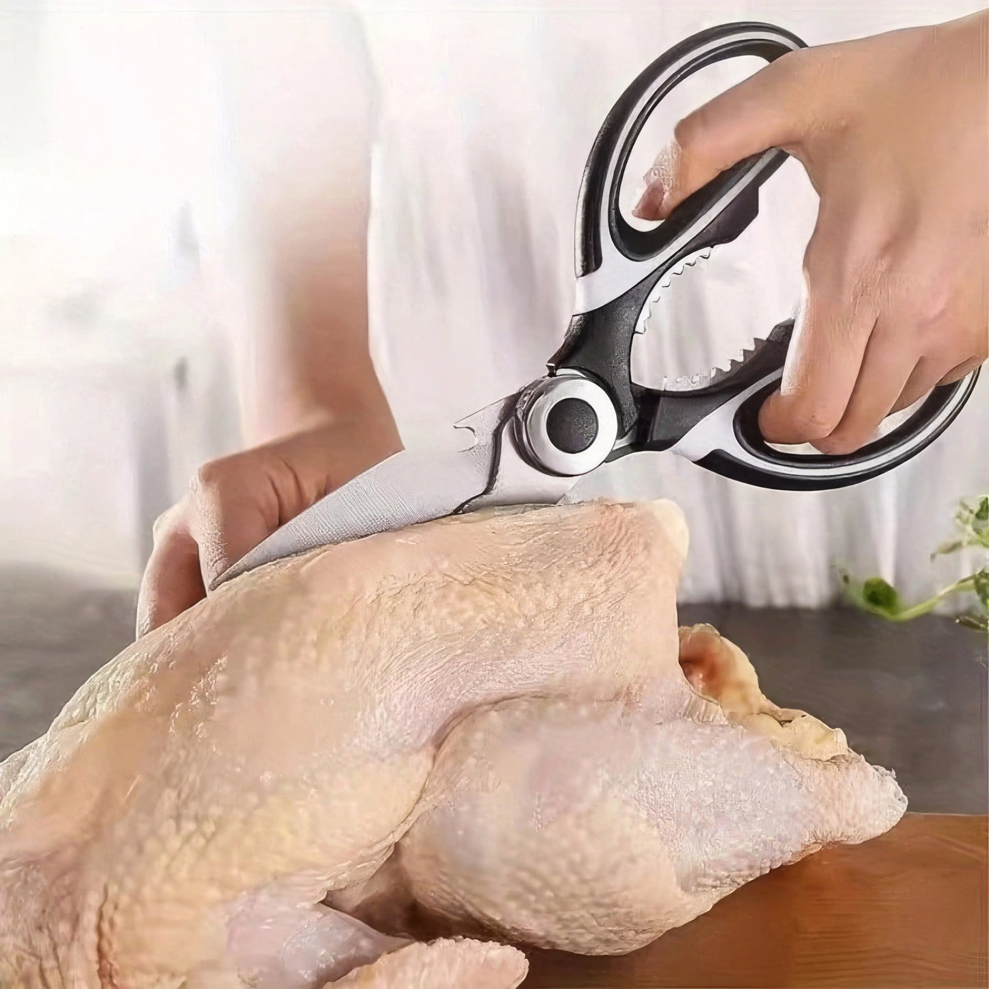 1/2 Multifunctional Kitchen Scissors Black, Wear-resistant and Sharp, Stainless Steel Food Scissors, Suitable for Duck Meat