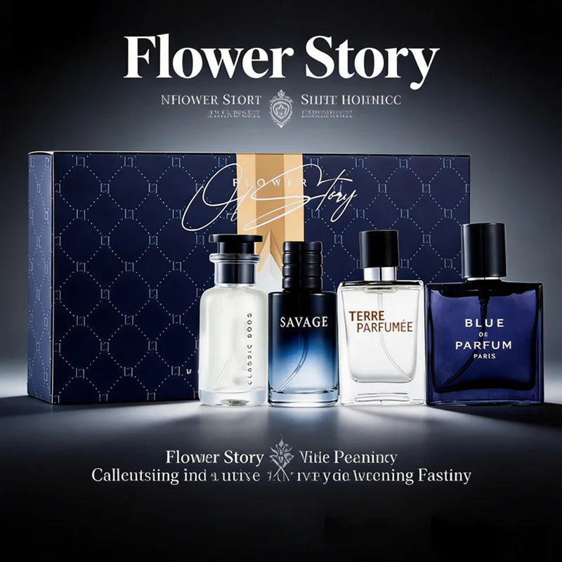 100ml Men's Cologne Luxury Brand Natural Floral Fruity Scent Spray 4Pcs Gift Box For Gentleman Daily Party