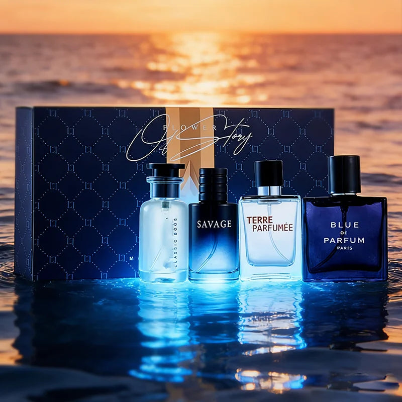 100ml Men's Cologne Luxury Brand Natural Floral Fruity Scent Spray 4Pcs Gift Box For Gentleman Daily Party