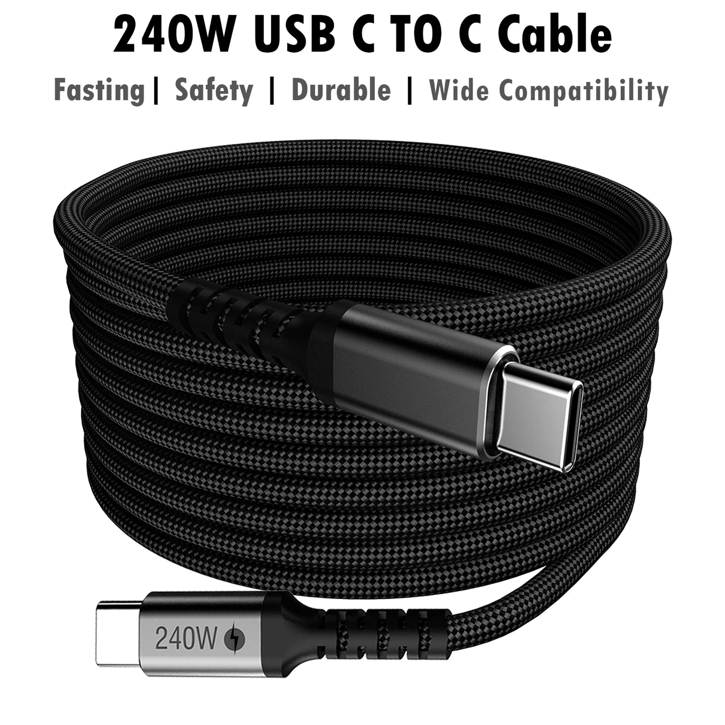USB-C to USB-C Cable 240W PD 3.1 Fast Charging, Pink TPE Cord for MacBook, iPhone 15/16/17, iPad Pro, Galaxy S24