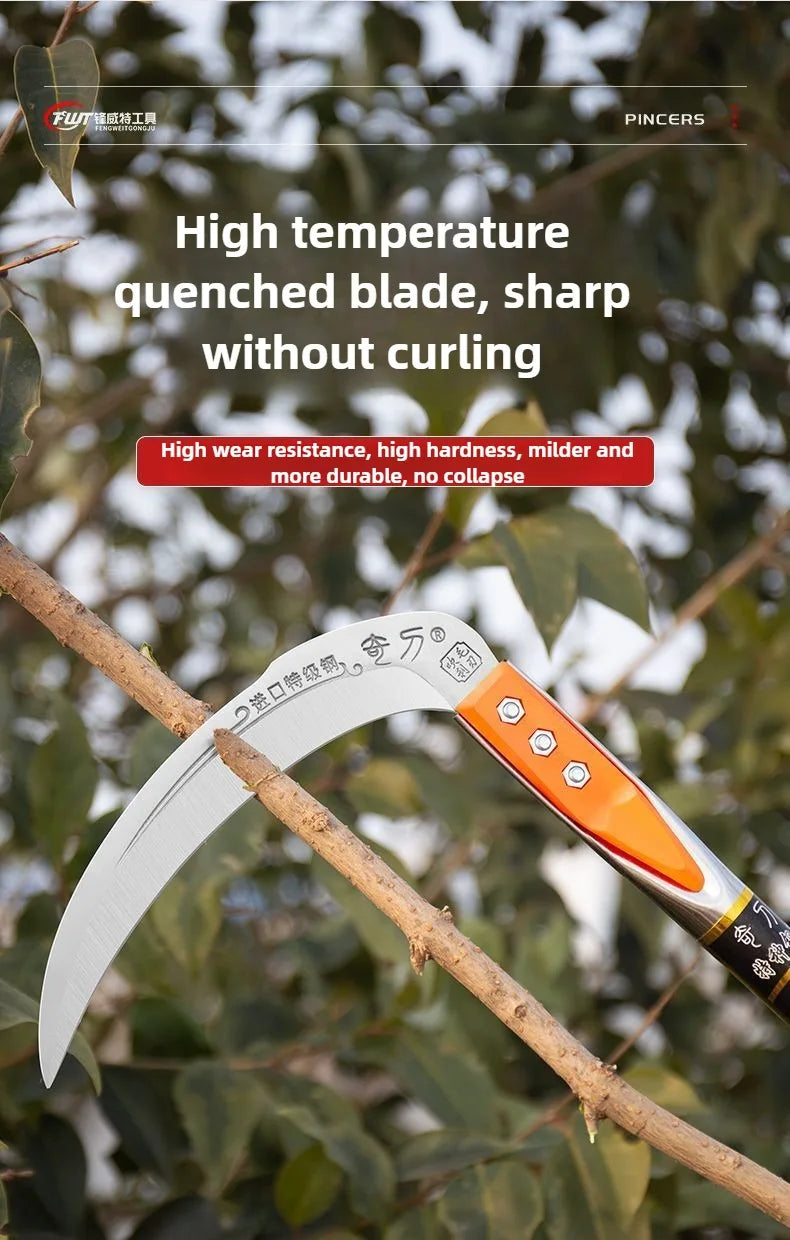Manual Grass Sickle – Crack Weeding Tool for Roads, Long-Handle Agricultural Sickle for Grass Cutting and Gardening