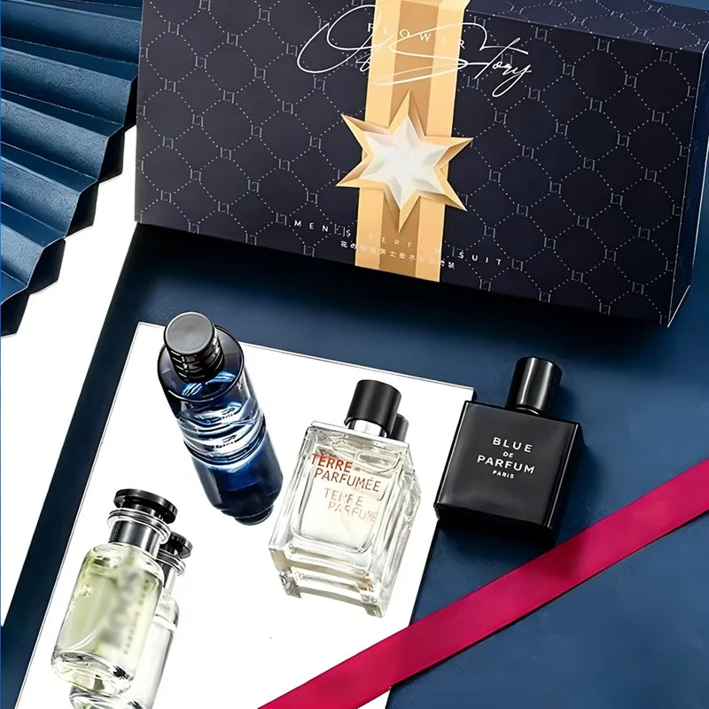 100ml Men's Cologne Luxury Brand Natural Floral Fruity Scent Spray 4Pcs Gift Box For Gentleman Daily Party
