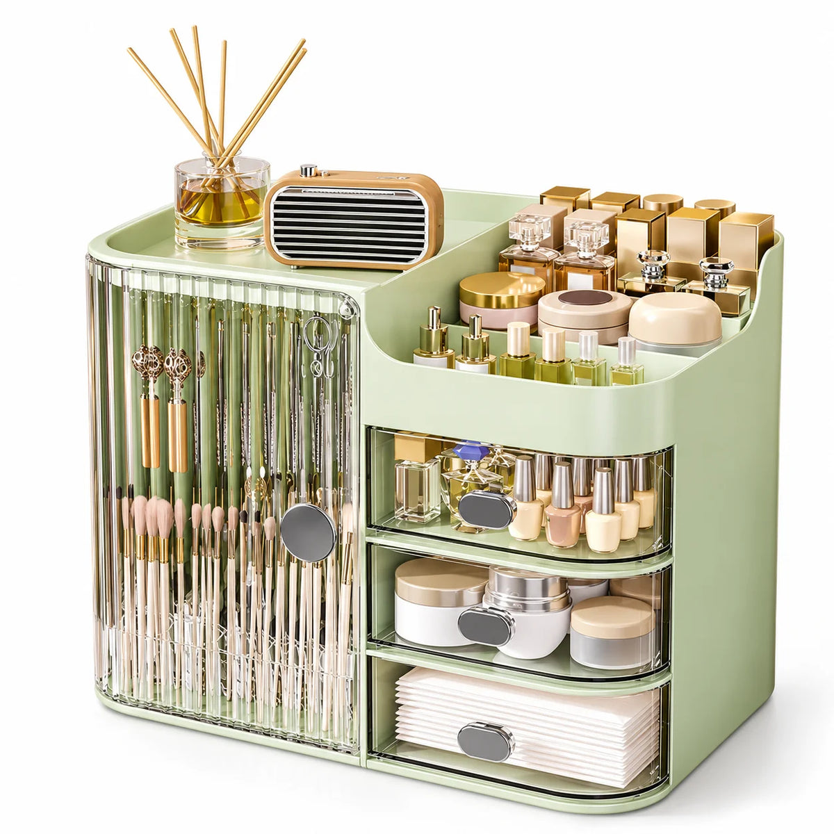 Three-Drawer Makeup Organizer with Mirror
