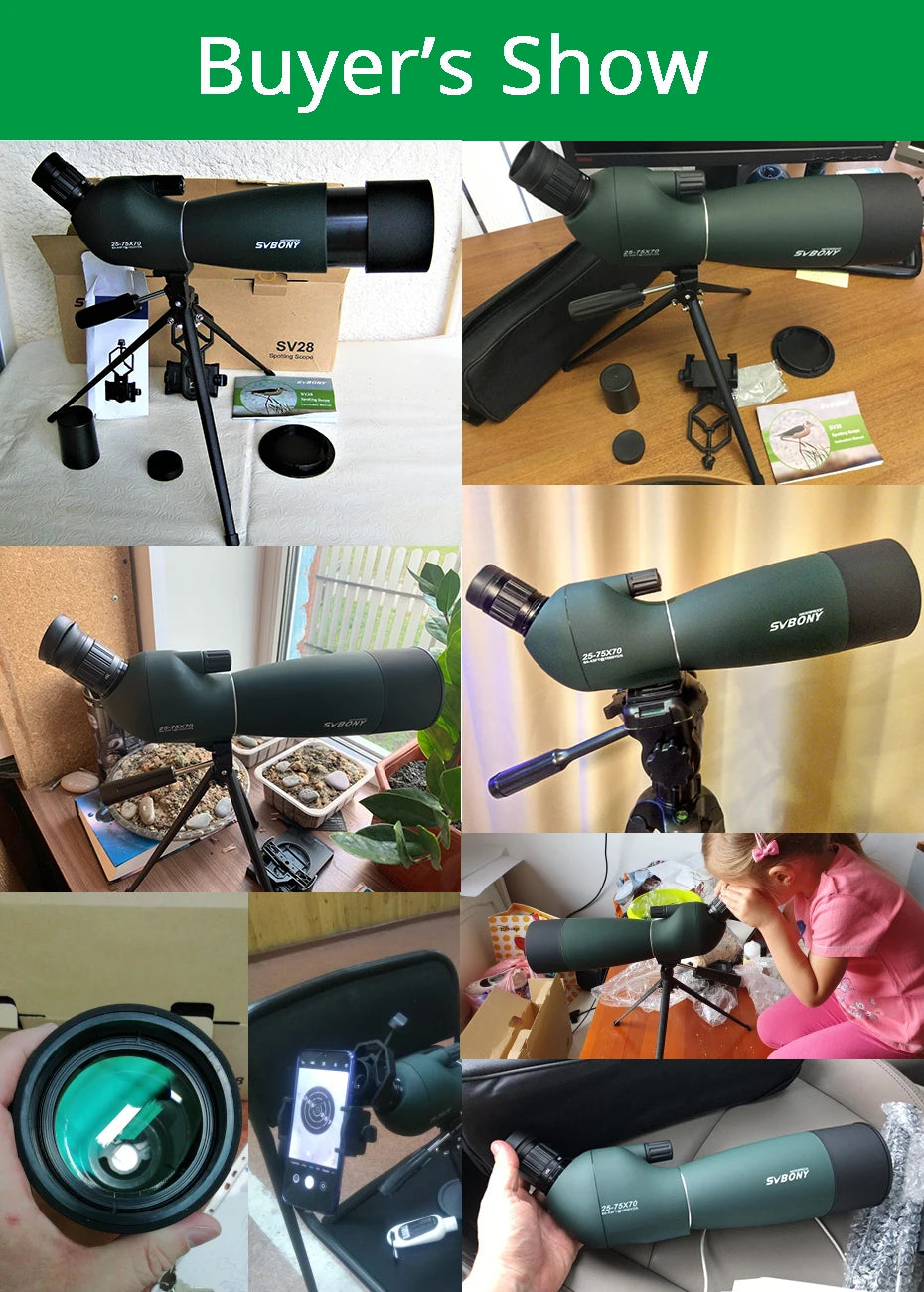 SVBONY SV28 Telescope Spotting Scope Powerful Zoom Monocular FMC BAK4 Waterproof For Bird Watching Target Shotting