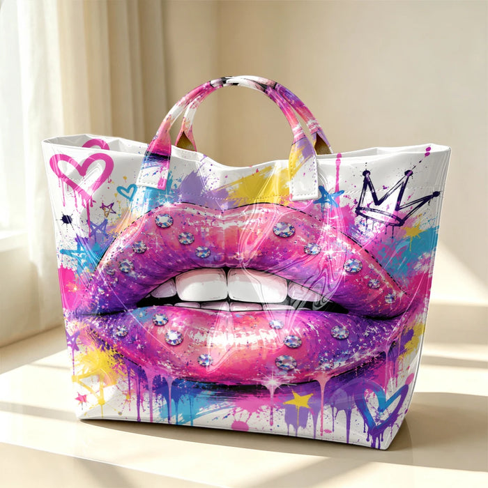 Graffiti Lips Print Tote — view 1
