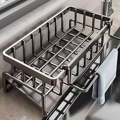 Over-Sink Kitchen Organizer - Sponge Holder & Drying Rack with Faucet Mount, Space-Saving Storage for Sponges and Brushes