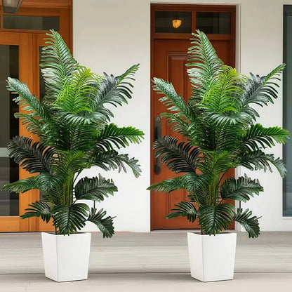 35-inch artificial giant palm tree plant; 2 pieces lifelike green leaves; no maintenance required; indoor and outdoor decoration