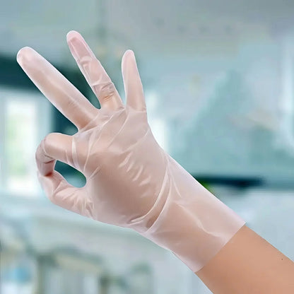 100 Pairs of Disposable Transparent Gloves, Easy To Wear, Comfortable Fit, Suitable for Kitchen, Cooking, Cleaning