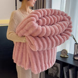 ROSEKIND Striped Fleece Blanket — view 2