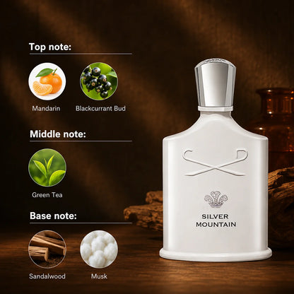 Silver Mountain Water Inspired Citrus Woody Cologne Unisex Fragrance Long Lasting Daily Office Perfume