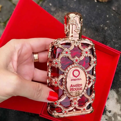 Orientica Luxury Collection Amber Rouge Eau De Parfum 2.7oz / 80ml – Woody, Amber, Saffron, Praline, Jasmine, Orange, Oak Moss, Seaweed – Arabic Perfume for Men & Women. A Perfect Holiday Gift.