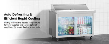48" Refrigerated Prep Table 20 Cu.Ft Commercial Sandwich Refrigerator Stainless Steel Pizza Salad & Sandwich Workstation 12 Pans