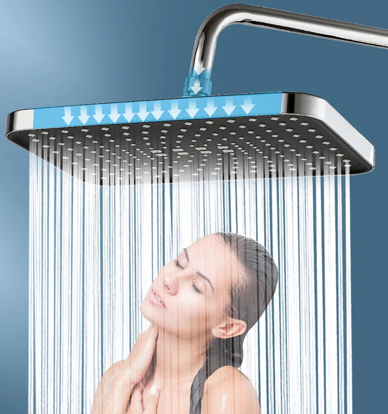 12 Inch ABS High Pressure Rainfall Shower Head Bathroom 360° Adjustable Angle Anti-Clog Nozzle Water Saving Bathroom Accessories