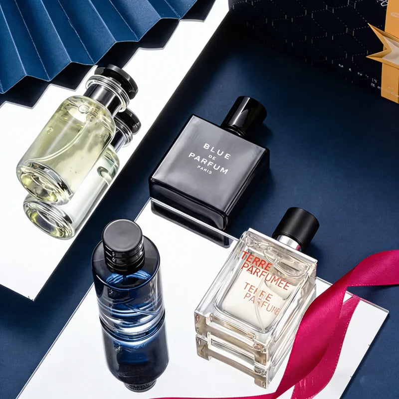 100ml Men's Cologne Luxury Brand Natural Floral Fruity Scent Spray 4Pcs Gift Box For Gentleman Daily Party