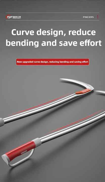 Manual Grass Sickle – Crack Weeding Tool for Roads, Long-Handle Agricultural Sickle for Grass Cutting and Gardening