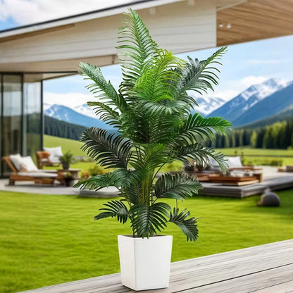 35-inch artificial giant palm tree plant; 2 pieces lifelike green leaves; no maintenance required; indoor and outdoor decoration
