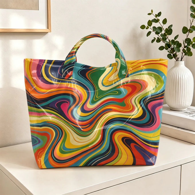 Rainbow Marble Print Tote — view 1