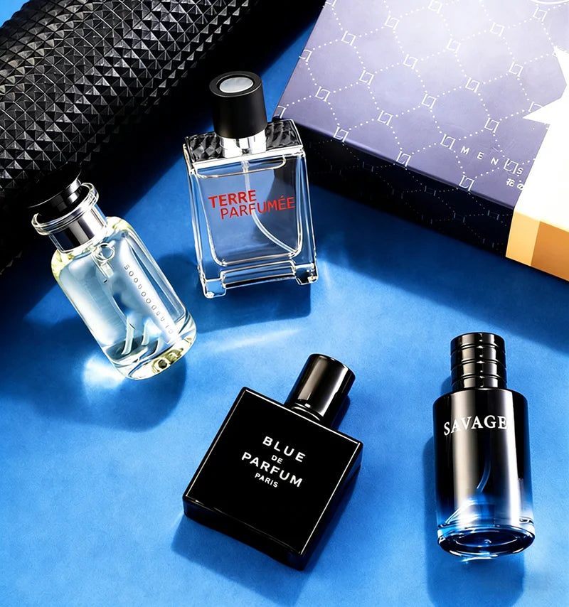 100ml Men's Cologne Luxury Brand Natural Floral Fruity Scent Spray 4Pcs Gift Box For Gentleman Daily Party