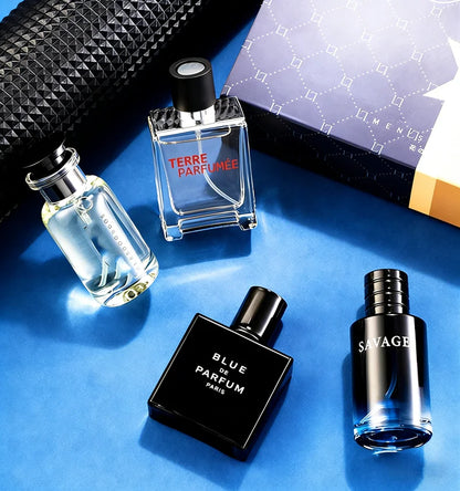 100ml Men's Cologne Luxury Brand Natural Floral Fruity Scent Spray 4Pcs Gift Box For Gentleman Daily Party