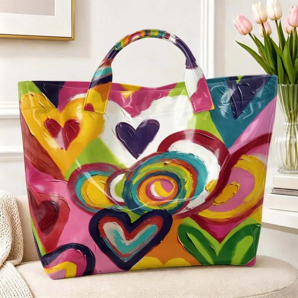Abstract Heart Graffiti PVC Tote — view 1