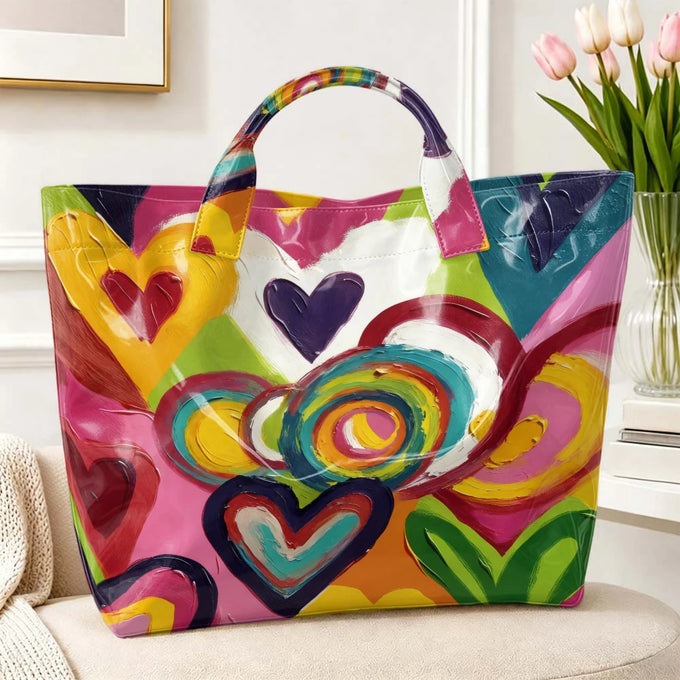 Abstract Heart Graffiti PVC Tote — view 1