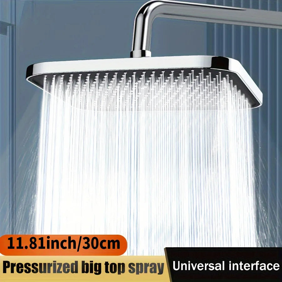 12 Inch ABS High Pressure Rainfall Shower Head Bathroom 360° Adjustable Angle Anti-Clog Nozzle Water Saving Bathroom Accessories
