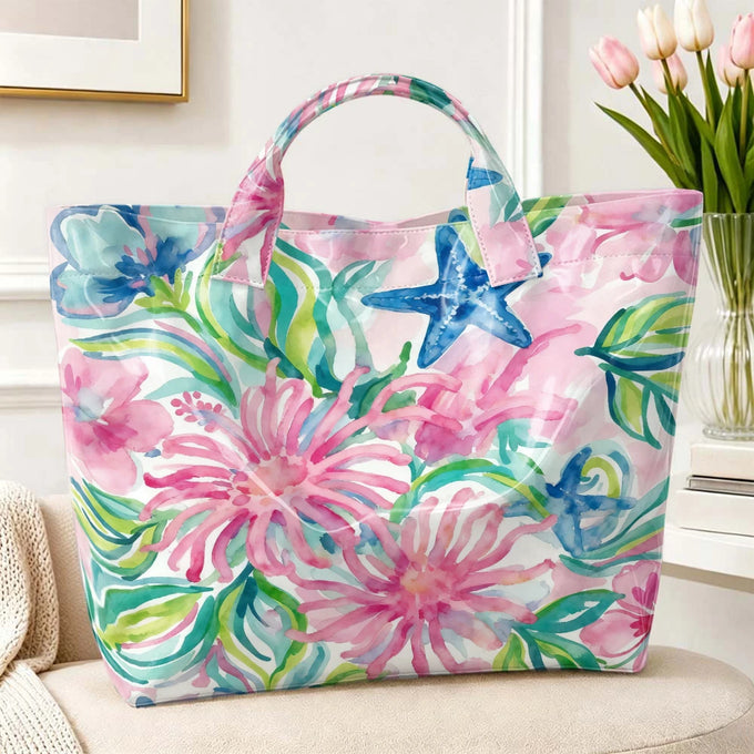 Watercolor Ocean Floral Tote — view 1