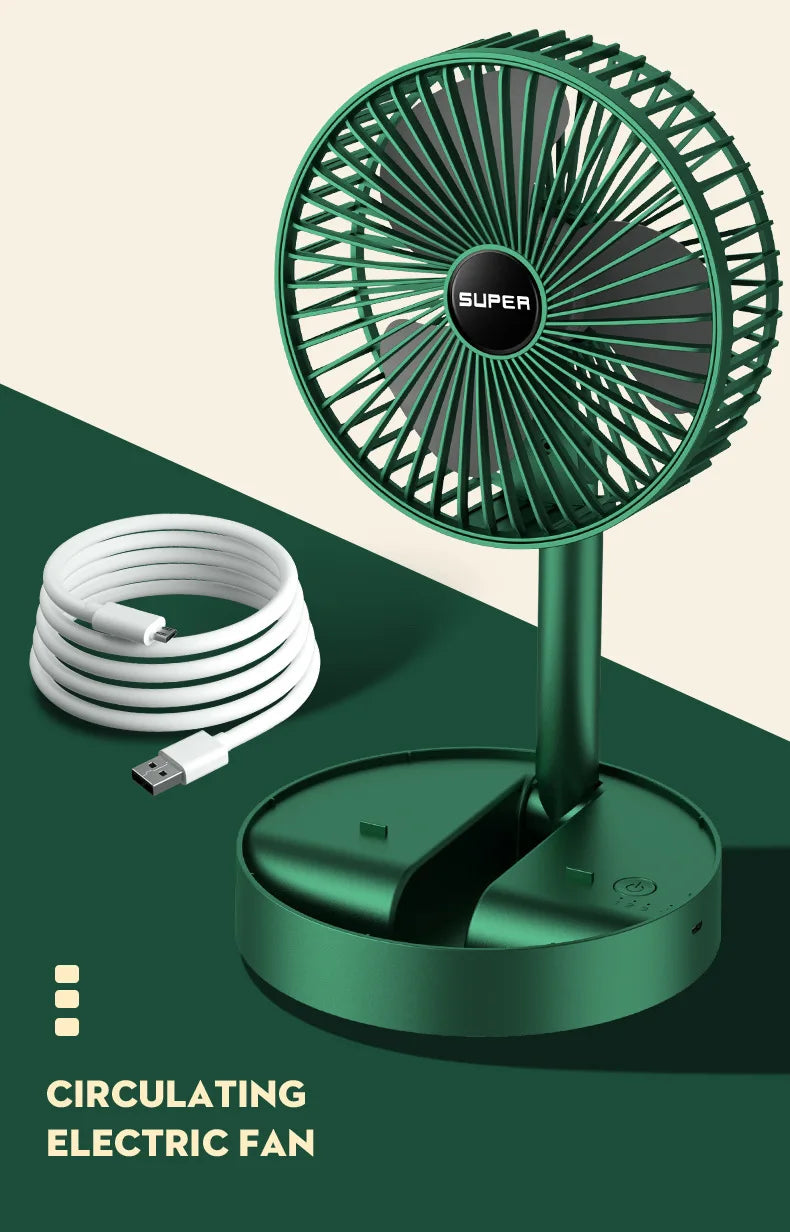 Desktop fan charging model, long endurance USB foldable mini retractable fan, dormitory portable desktop electric fan