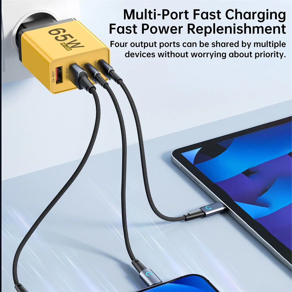 AU Plug USB Type C Fast Charger 65W PD Quick Charge Wall Adapter for iPhone Samsung Xiaomi Redmi Mobile Phone USB Charger EU UK