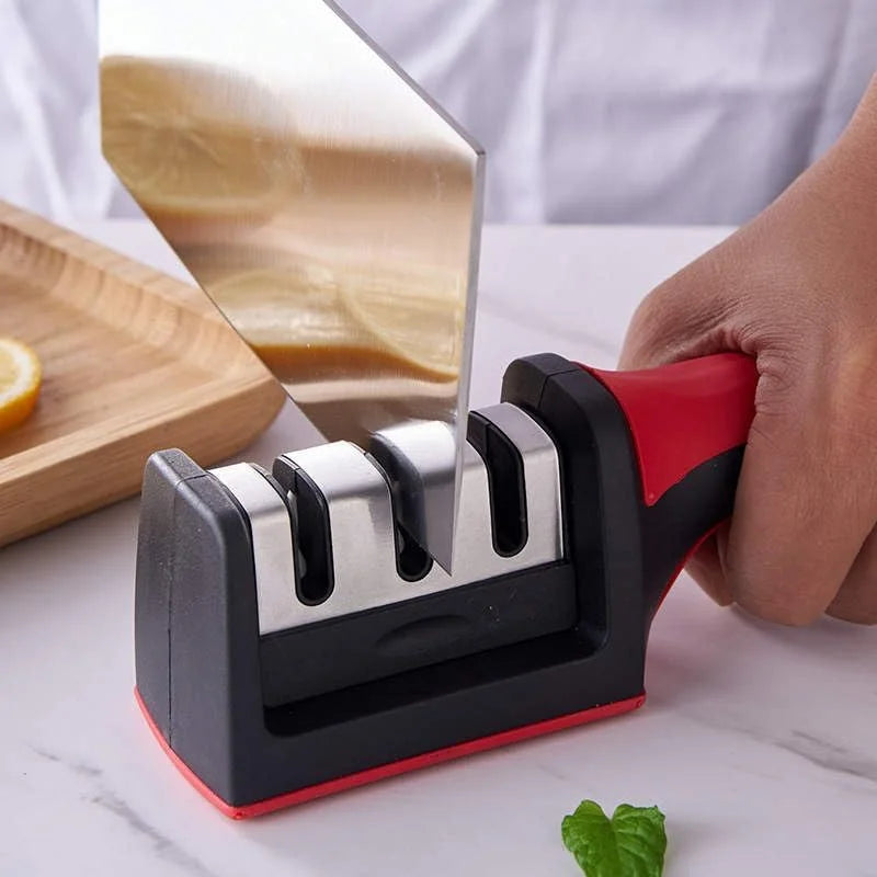 3-Stage Knife Sharpener Set - Diamond & Ceramic Rods for Kitchen, Hunting, Pocket Knives, Fast Edge Repair with Non-Slip Base (B