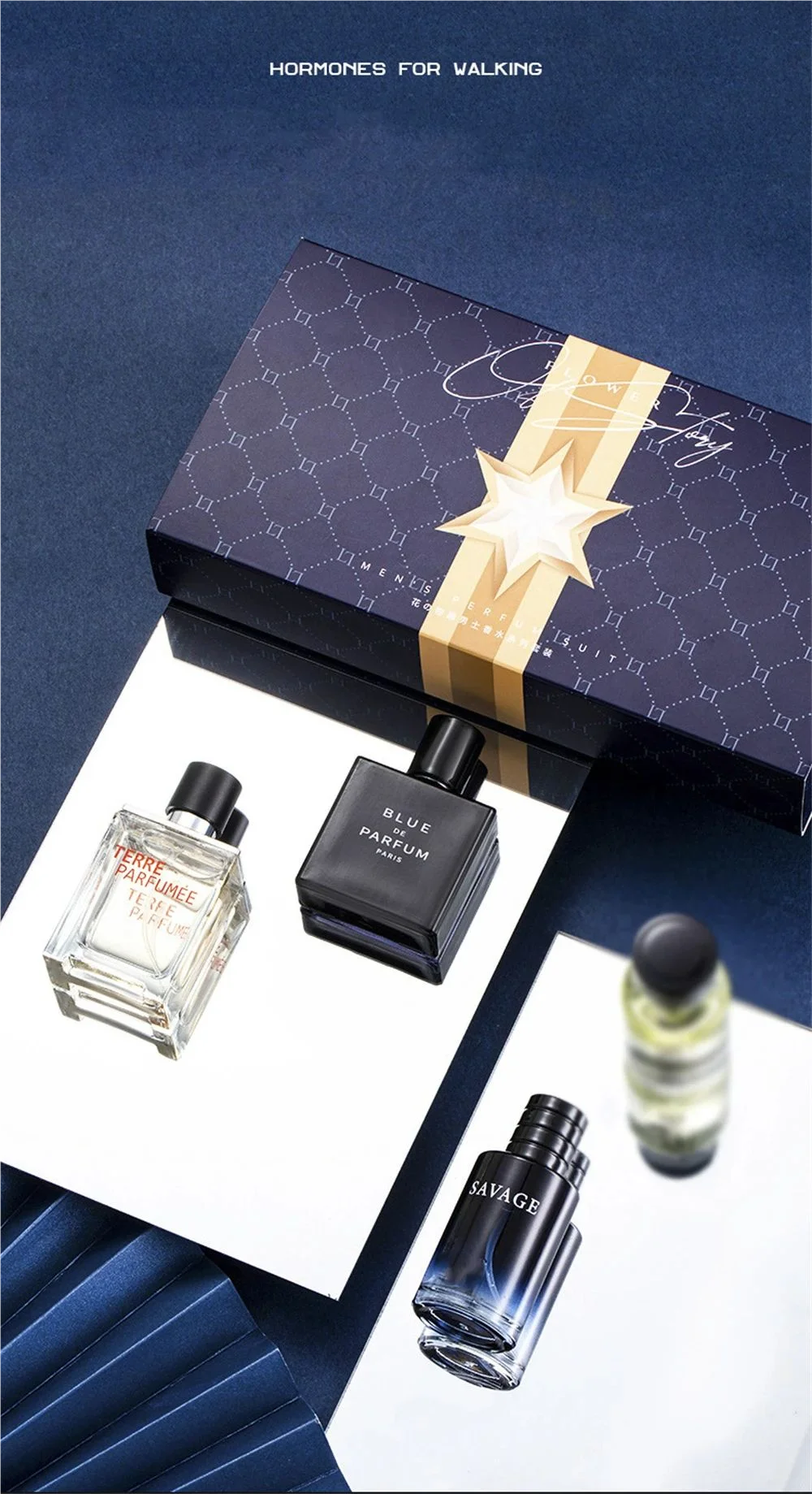 100ml Men's Cologne Luxury Brand Natural Floral Fruity Scent Spray 4Pcs Gift Box For Gentleman Daily Party