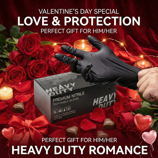 Nitrile Gloves Disposable Black 100PCS,Heavy Duty Work Gloves for Kitchen,Cleaning,Workshop-A Practical Valentine's DayEssential