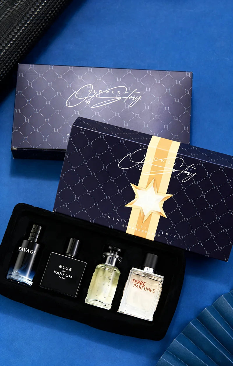 100ml Men's Cologne Luxury Brand Natural Floral Fruity Scent Spray 4Pcs Gift Box For Gentleman Daily Party