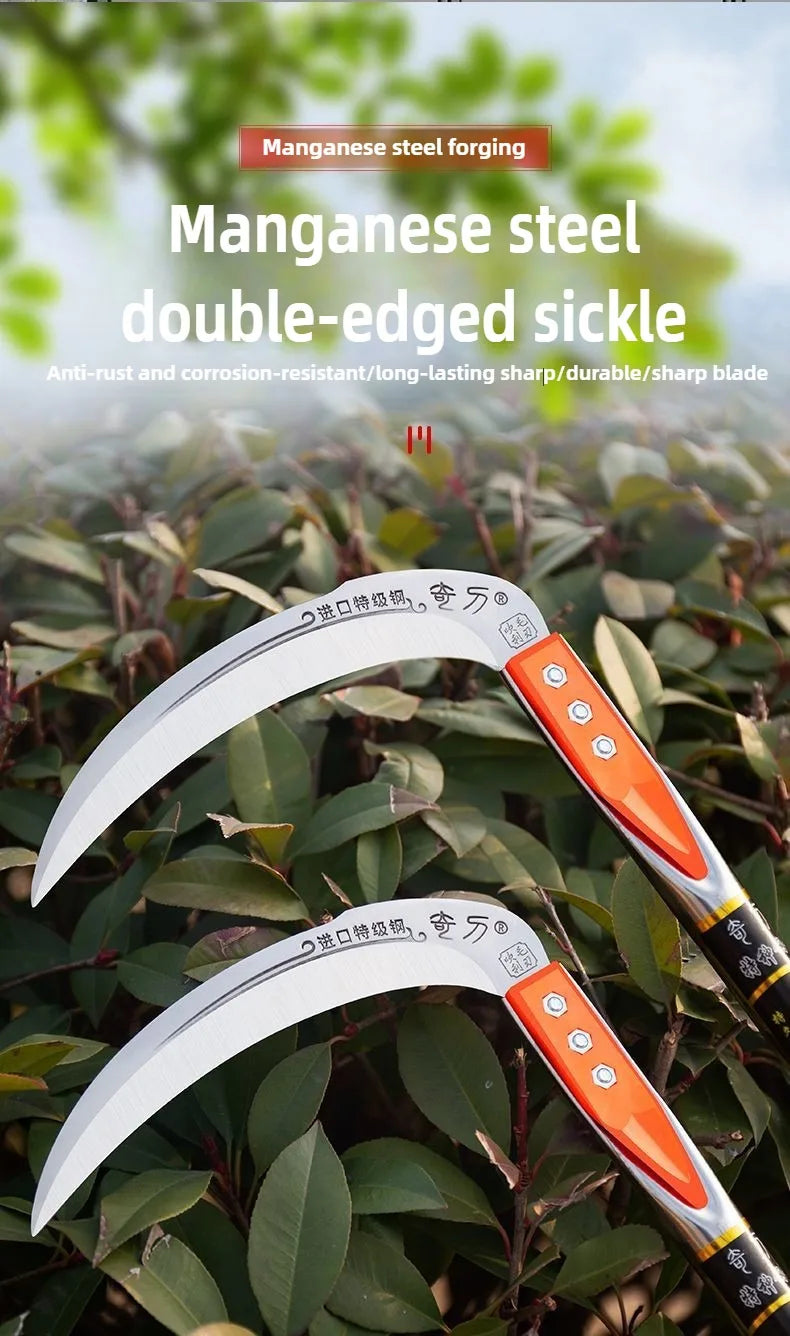 Manual Grass Sickle – Crack Weeding Tool for Roads, Long-Handle Agricultural Sickle for Grass Cutting and Gardening