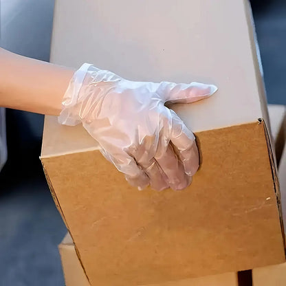 100 Pairs of Disposable Transparent Gloves, Easy To Wear, Comfortable Fit, Suitable for Kitchen, Cooking, Cleaning