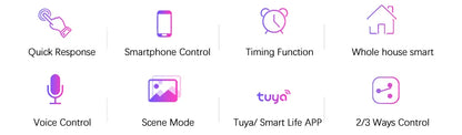 Tuya WiFi Smart On Off Light Switch 220V Power Button Wall Touch Alexa Google Home Voice With Without No Neutral Wire EU Two Way