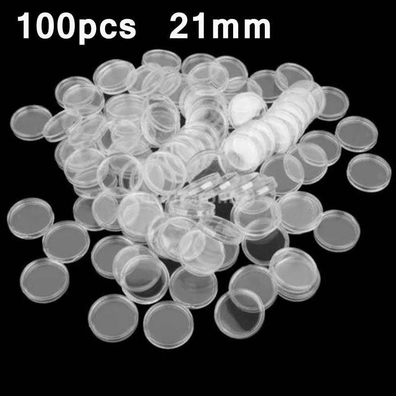 100Pcs 16-40mm Transparent Round Coin Storage Box Capsules Collection Coin Holder Containers Coin Capsule Case Supplies Gifts