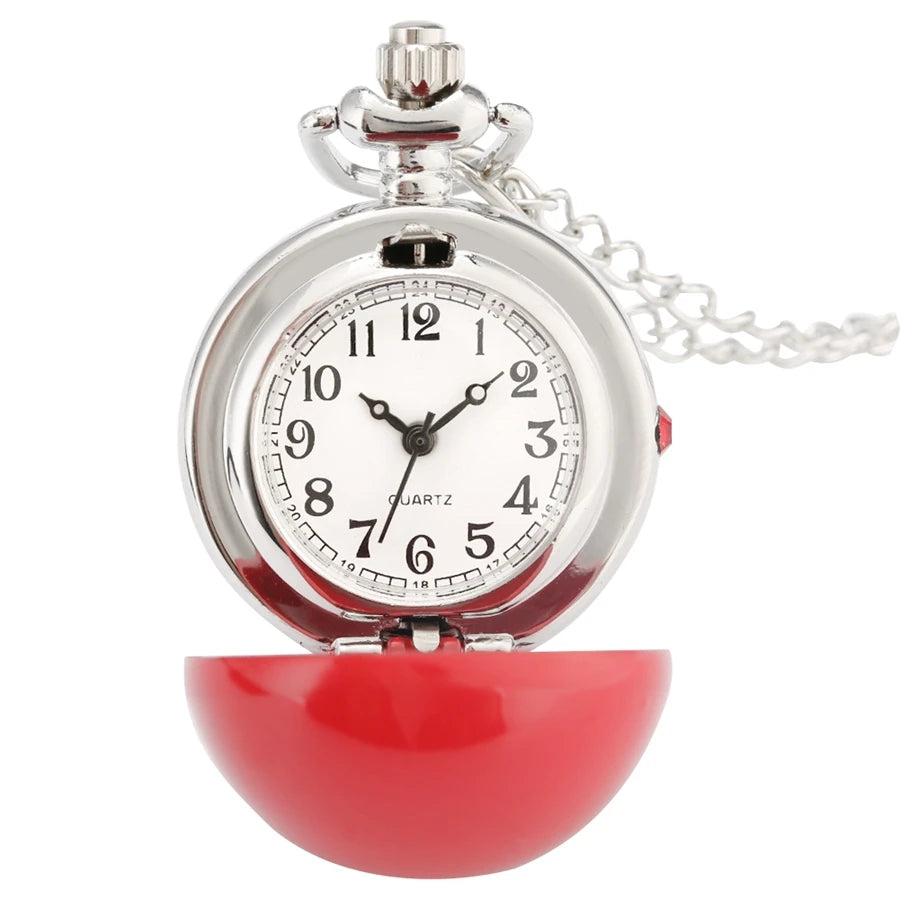 Antique Retro Ball Shaped Quartz Pocket Watch Fashion Sweater Angel Wings Necklace Chain Souvenir Gift for Men Women kids