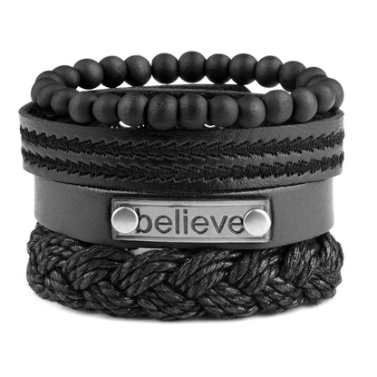 Viking Gothic Leather Bracelet Multilayer Vinatge Men Bracelets Leather Punk Combination Bracelet For Men Jewelry